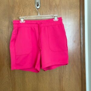 Mondetta Women’s 5” Inseam Soft Ribbed Active Shorts Size Medium, hot pink EUC